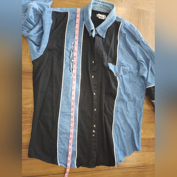 Express Riders Western Aztec Rodeo Tribal Black Blue Button Down Sz Large - Picture 6 of 13